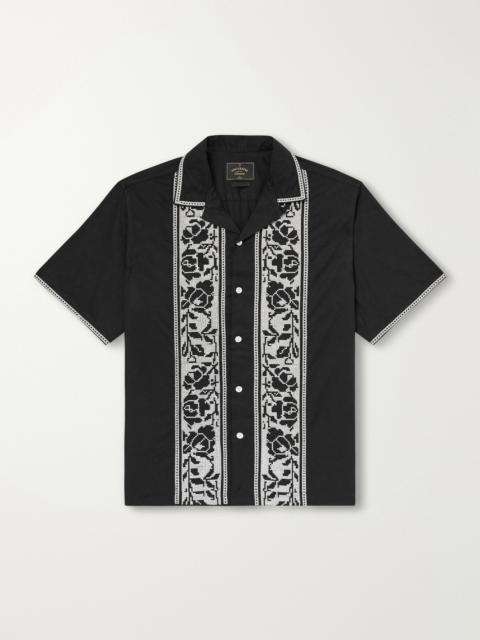 Portuguese Flannel Convertible-Collar Embroidered Cotton Shirt