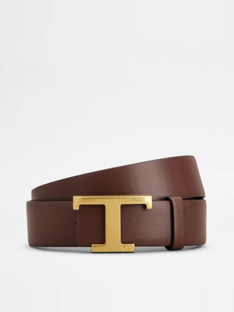 Tod's T TIMELESS REVERSIBLE BELT IN LEATHER - BROWN, BLACK