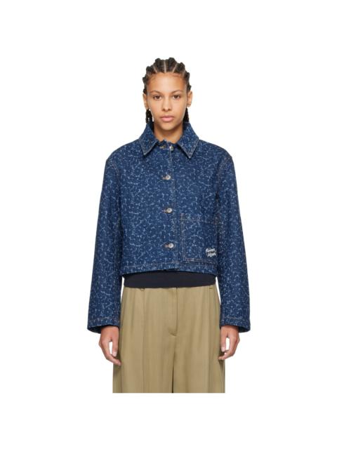 Maison Kitsuné Navy Cropped Denim Jacket