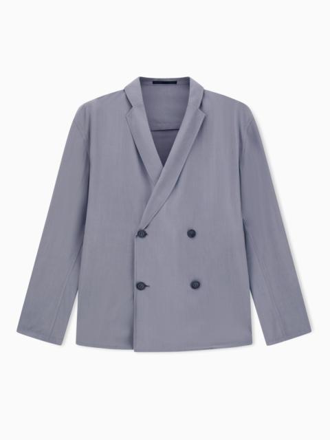 GIORGIO ARMANI DOUBLE-BREASTED JACKET IN A SILK AND LINEN POPLIN