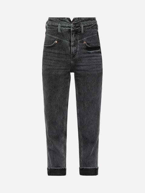 EVISU LOGO EMBROIDERY TAPER JEANS