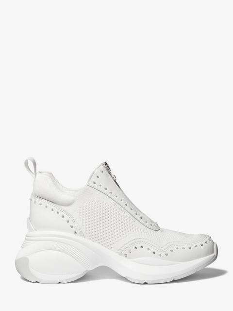 MICHAEL KORS Zuma Studded Mixed-Media Trainer