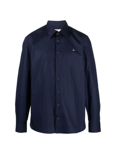 Orb-embroidered cotton shirt