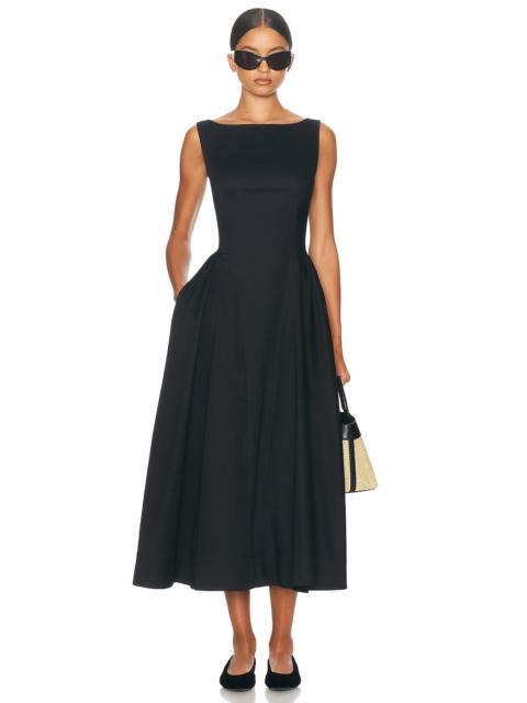 HELSA Stretch Cotton Sateen Midi Dress