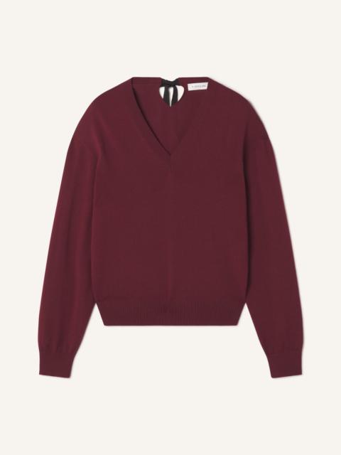 Lanvin V-NECK MERINO SWEATER WITH GROSGRAIN DETAIL