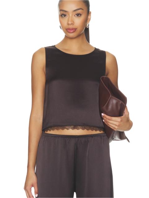 LESET Barb Lace Crop Sleeveless Crew