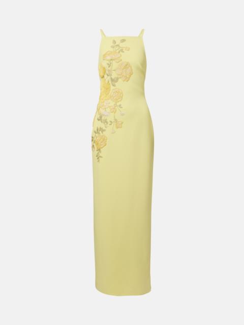ELIE SAAB Embroidered halterneck cady maxi dress