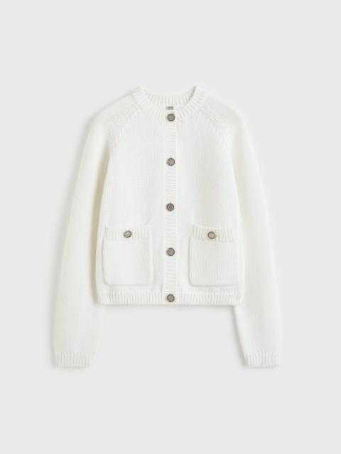 TOTEME Hammered button cotton cardigan white