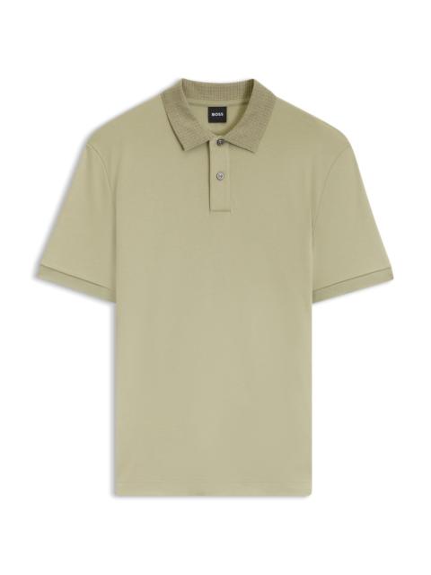 BOSS REGULAR-FIT POLO SHIRT IN COTTON WITH PATTERNED COLLAR