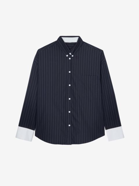The Frankie Shop Lorna Shirt - Navy/White Pinstripe