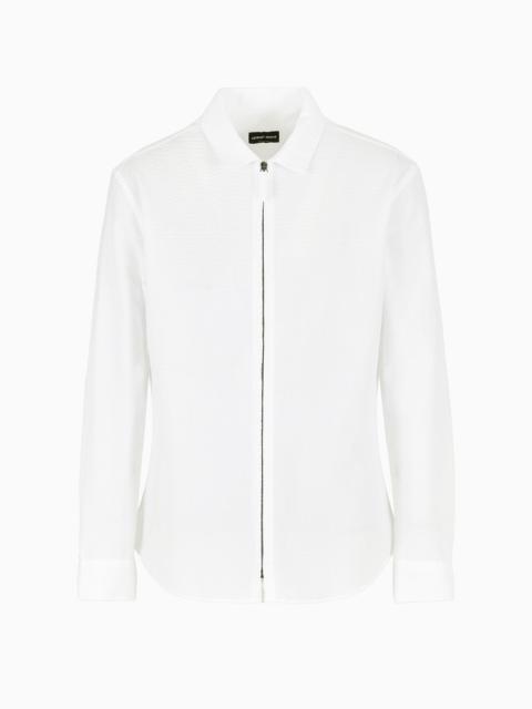 GIORGIO ARMANI Zipped, cotton-seersucker shirt