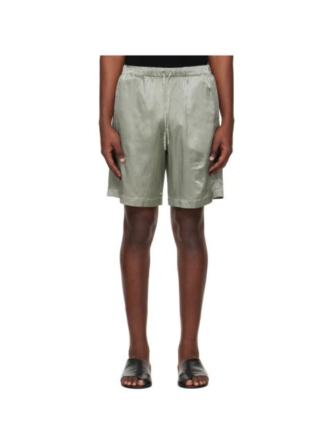 Green Viscose Cotton Shorts