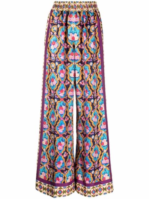La DoubleJ PlaceÃ©-print silk trousers