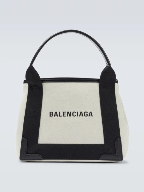 BALENCIAGA Cabas leather-trimmed canvas tote bag