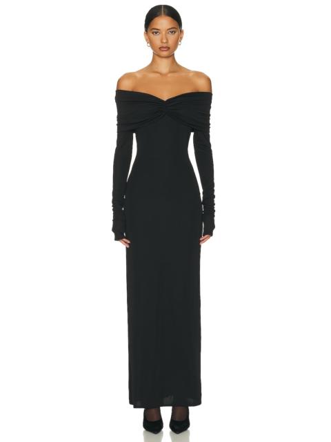 HELSA Matte Jersey Off Shoulder Maxi Dress