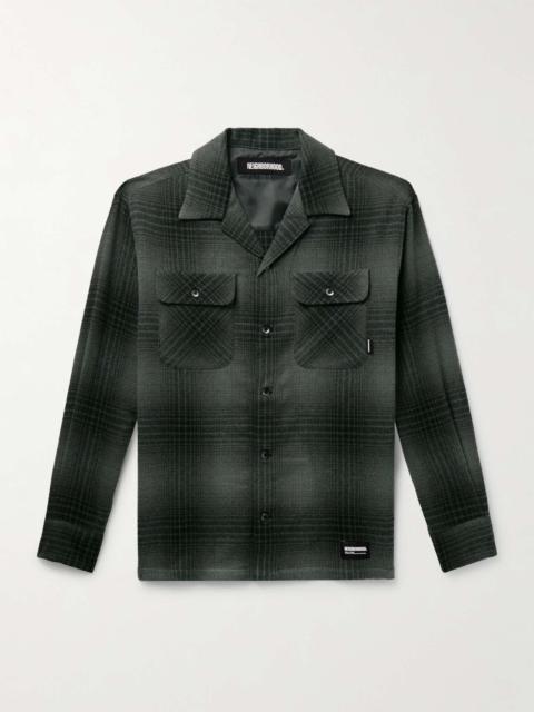Convertible-Collar Checked Wool-Blend Shirt