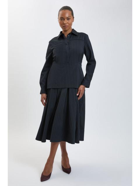 KAREN MILLEN Plus Size Tailored Pinstripe Collared Maxi Dress