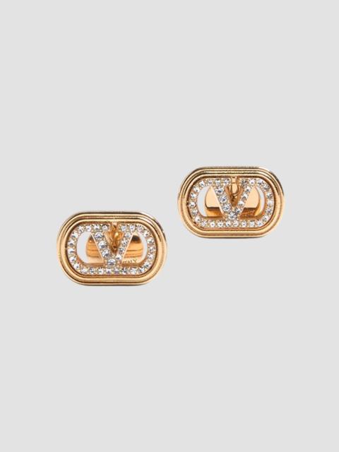 Valentino Women's Ovalette Earrings in Metal and Swarovski Crystals - Gold Crystal