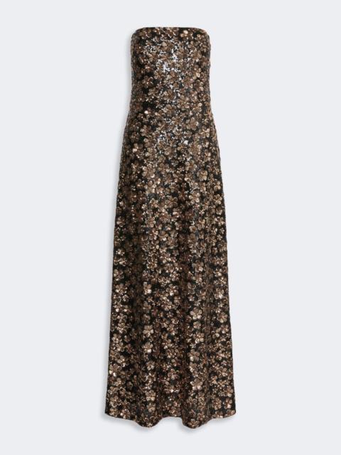 Max Mara BAFFO Embroidered and sequinned tulle bustier dress - BRONZE