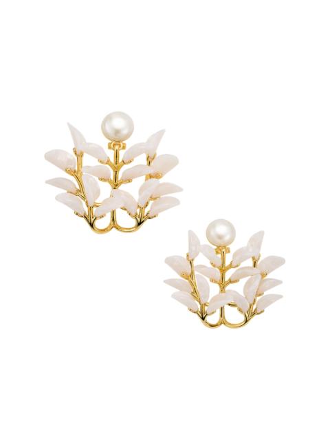 LELE SADOUGHI Women's Vine Leaf 14K-Gold-Plated, Imitation Pearl & Resin Chandelier Earrings - Pearl