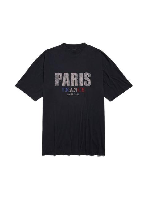 BALENCIAGA Paris Strass T-shirt Dress in Black