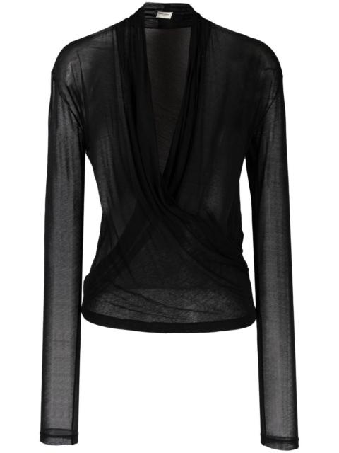 SAINT LAURENT draped V-neck blouse