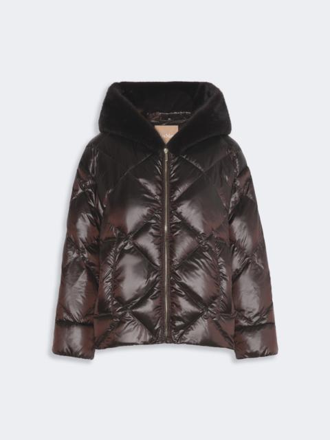 Max Mara NEBBIE Hooded puffer jacket in water-repellent plain-weave fabric - BROWN