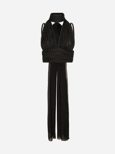 Dolce & Gabbana Chiffon top with polka-dot print and scarf detail