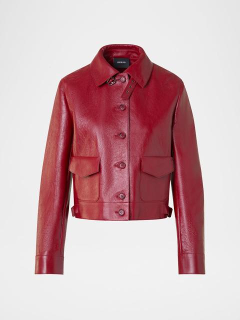 AKRIS Peer Lacquered Leather Short Jacket