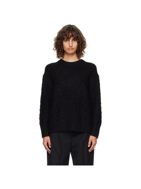 Loulou de Saison Black Silva Cable Knit Sweater