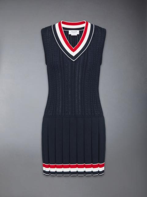 Thom Browne CRICKET RWB STRIPE BABY LADDER CABLE MINI DRESS