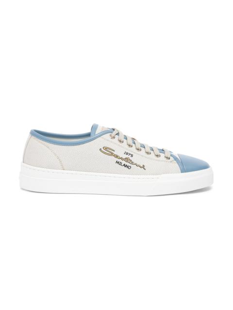 Men's blue leather and canvas sneaker