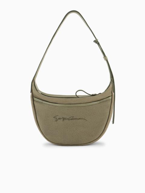 GIORGIO ARMANI Small canvas and leather shoulder bag