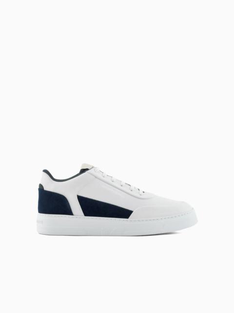 EMPORIO ARMANI Leather and suede sneakers with side logo