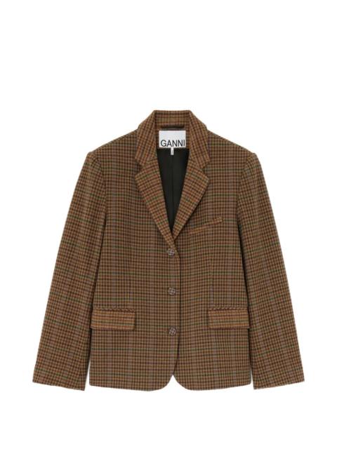 GANNI blazer in check twill