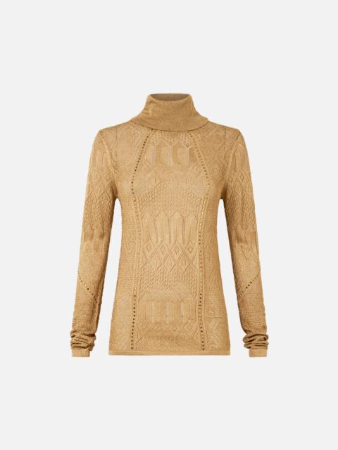CAMILLA FITTED POINTELLE TURTLE NECK KNIT
