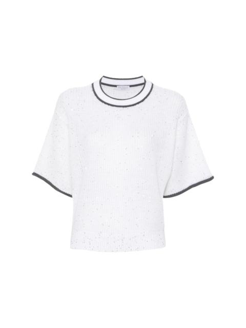 contrasting-border knitted top