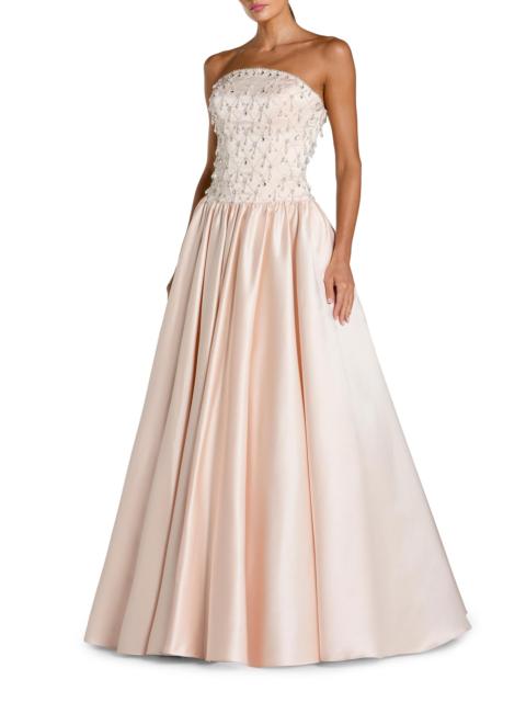 MAC DUGGAL Women's Embellished Satin Strapless Ball Gown - Porcelain