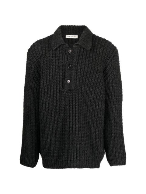button-placket knit jumper