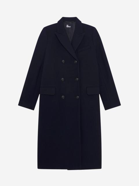 The Kooples LONG DOUBLE-BREASTED COAT IN NAVY WOOL
