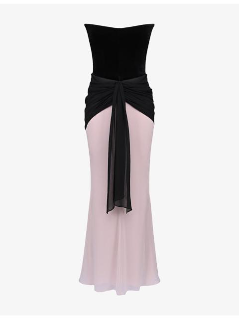 House of CB Clara Velvet and Chiffon Maxi Dress