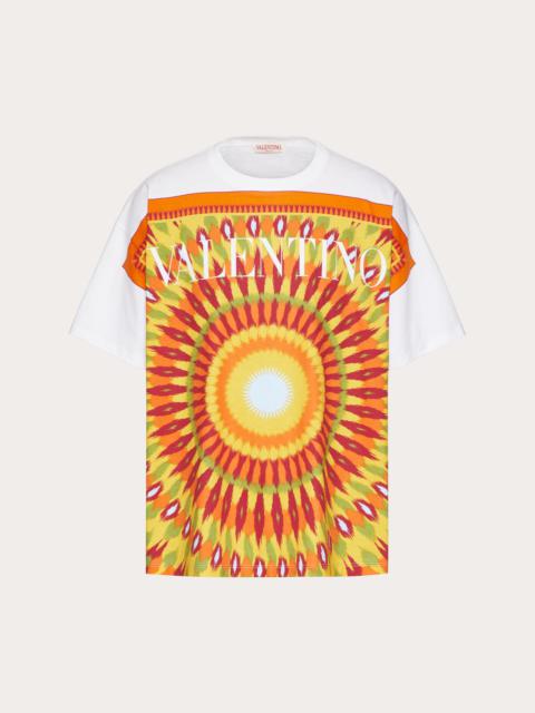 Valentino COTTON T-SHIRT WITH ROUND RAIN PRINT