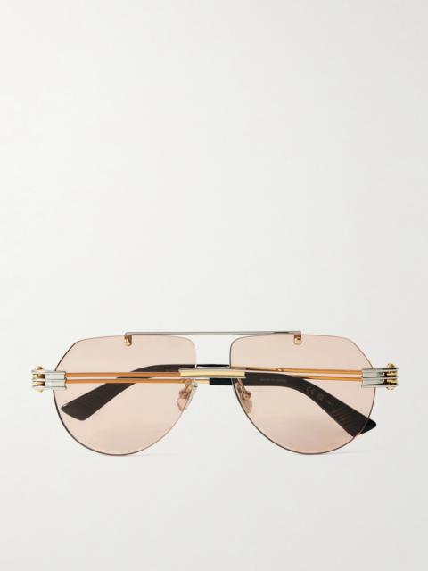 Bottega Veneta Aviator-style Gold And Silver-tone Sunglasses