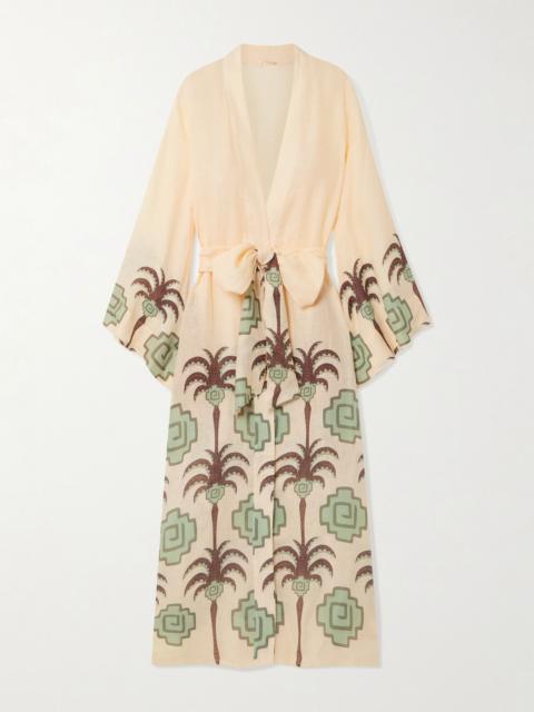 Johanna Ortiz Boa Whisper belted printed linen coverup Multi