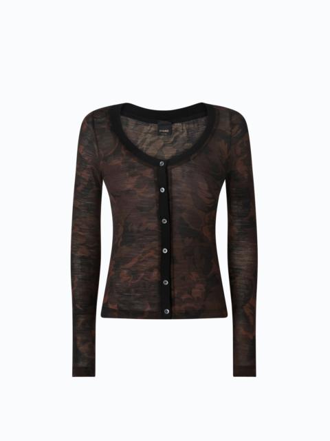 PINKO CARDIGAN WITH FLORAL CAMOUFLAGE PRINT
