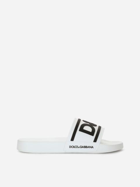 Rubber beachwear sliders with DG logo