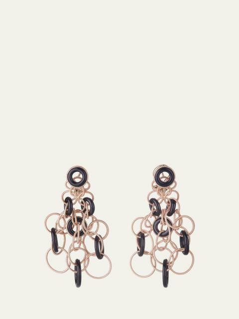 Buccellati Hawaii Color 18K Pink Gold Onyx Pendant Earrings, 5cm