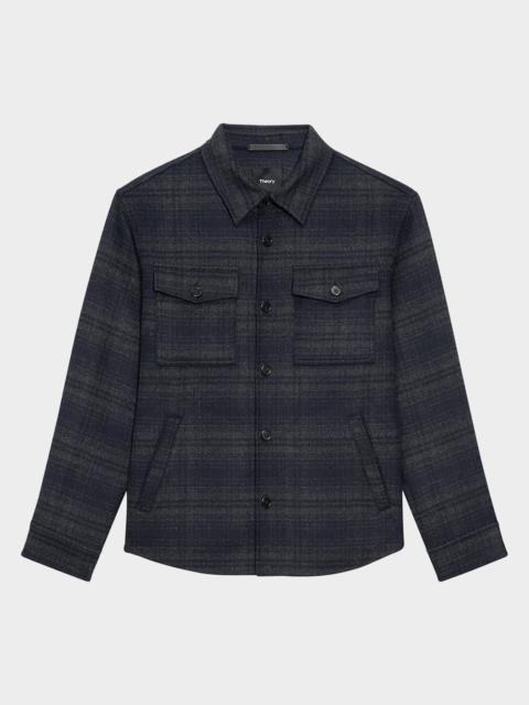 Theory Men's Wool-Cashmere Plaid Overshirt