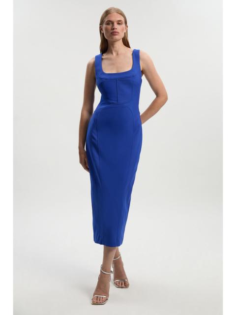 KAREN MILLEN Tailored Scuba Corset Strappy Midi Pencil Dress