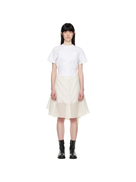sacai Off-White Spun Organza & Cotton Jersey Midi Dress